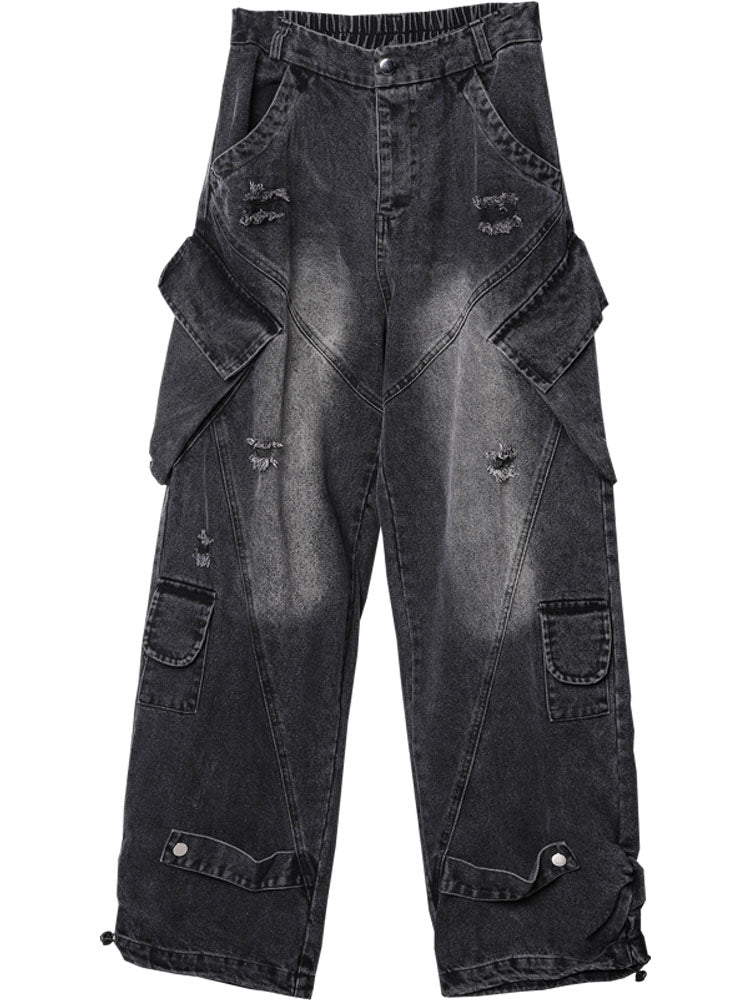 Distressed Cargo Baggy Jeans