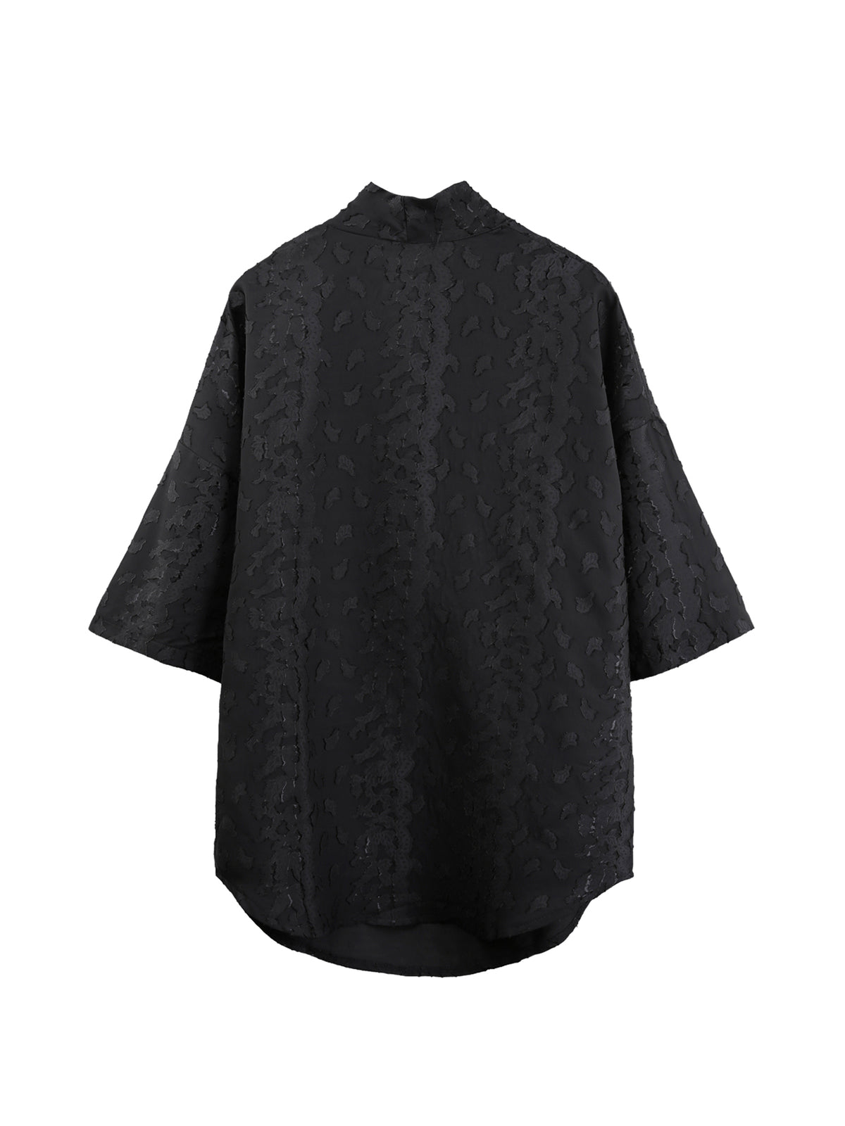 Dark Jacquard Stand-Collar Tee