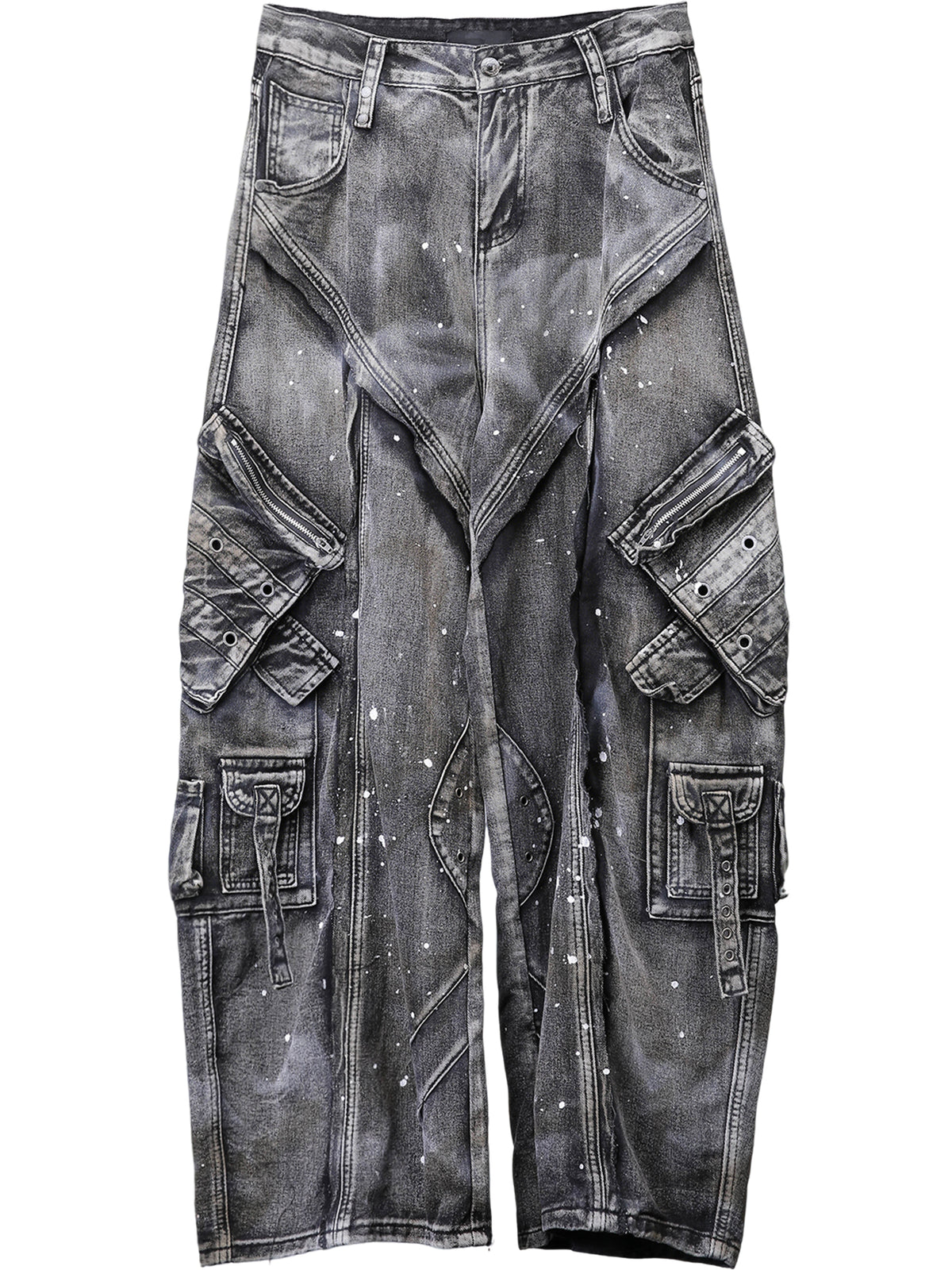 Vintage Splatter Workwear Wide-Leg Jeans