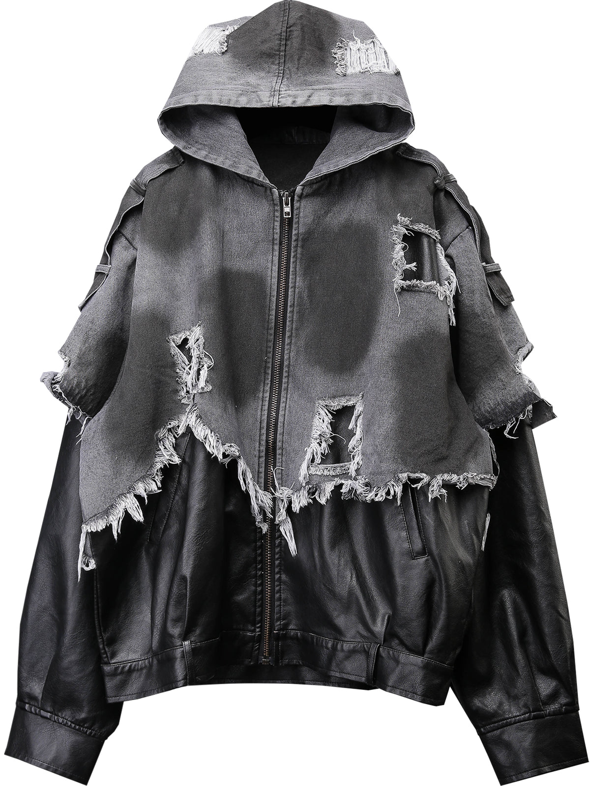 Wasteland Washed Denim Jacket - Distressed Post-Apocalyptic Outerwear