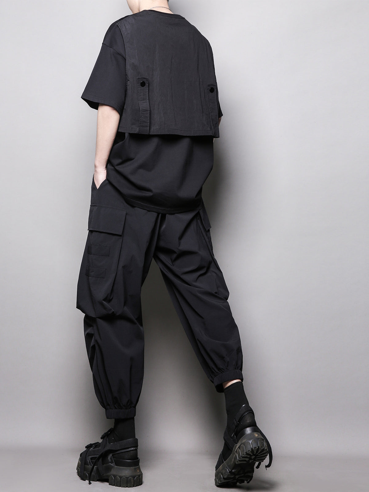 Fake-Two-Piece Techwear Patchwork Tee