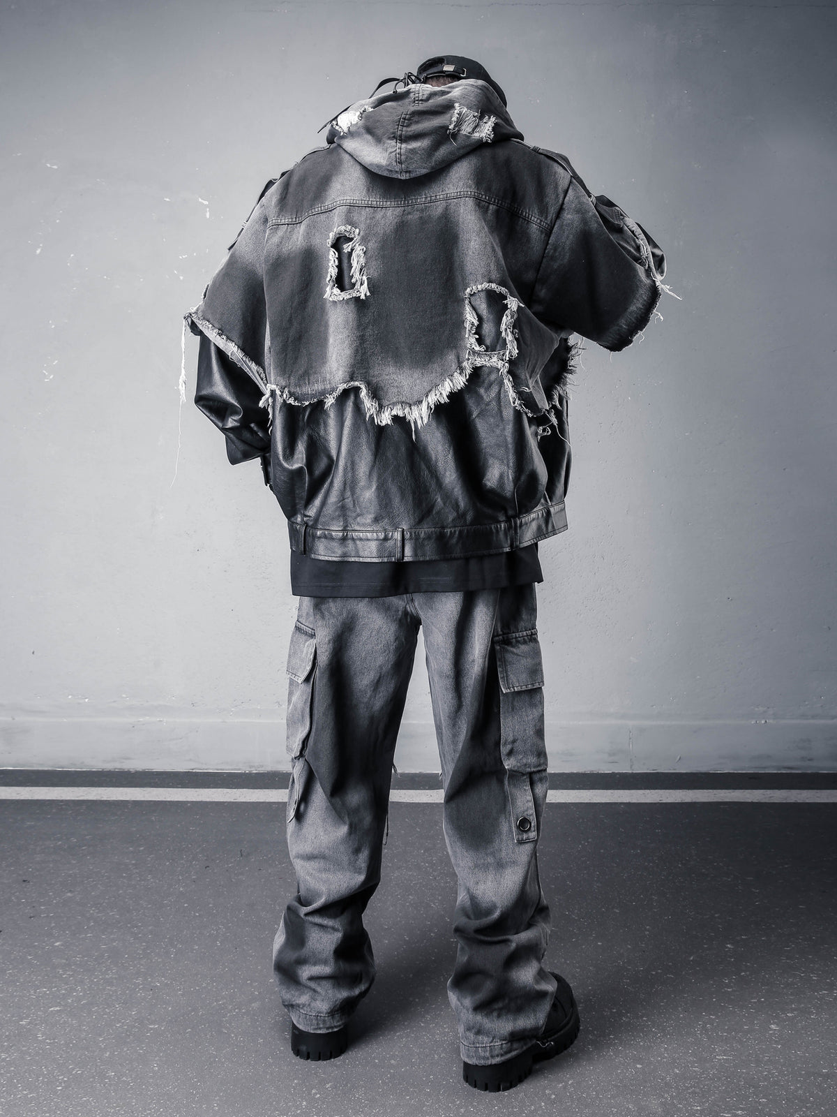 Wasteland Washed Denim Jacket - Distressed Post-Apocalyptic Outerwear