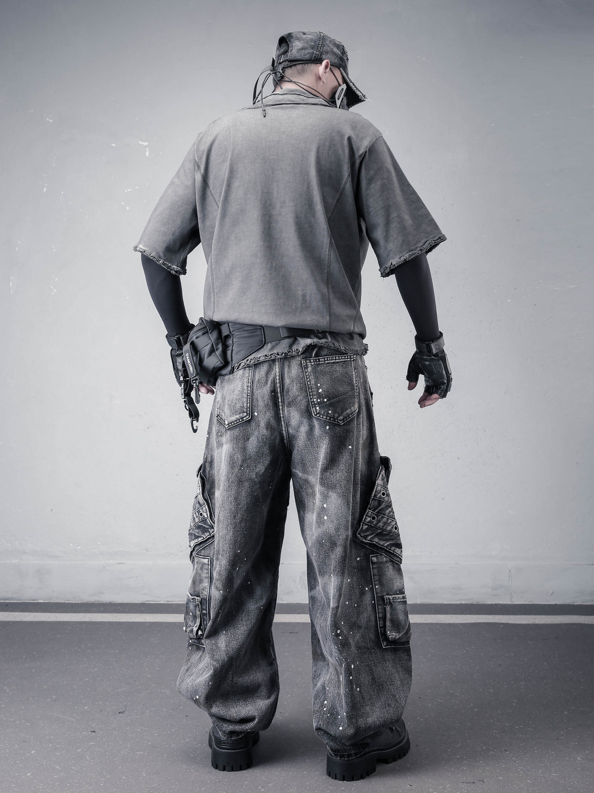 Vintage Splatter Workwear Wide-Leg Jeans