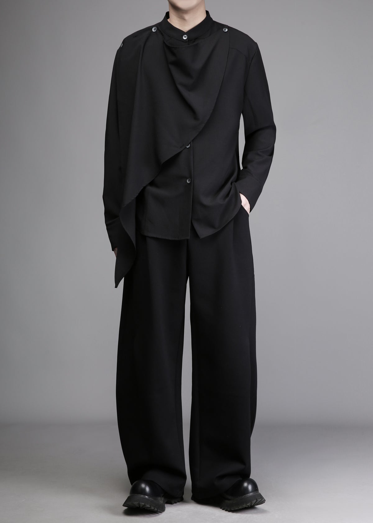 Avant-Garde 3D-Tailored Asymmetric Shirt