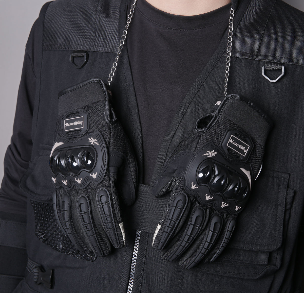 Long Tactical Leather Gloves