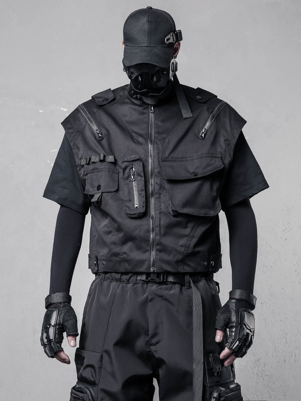 Techwear Workwear Vest, High Collar