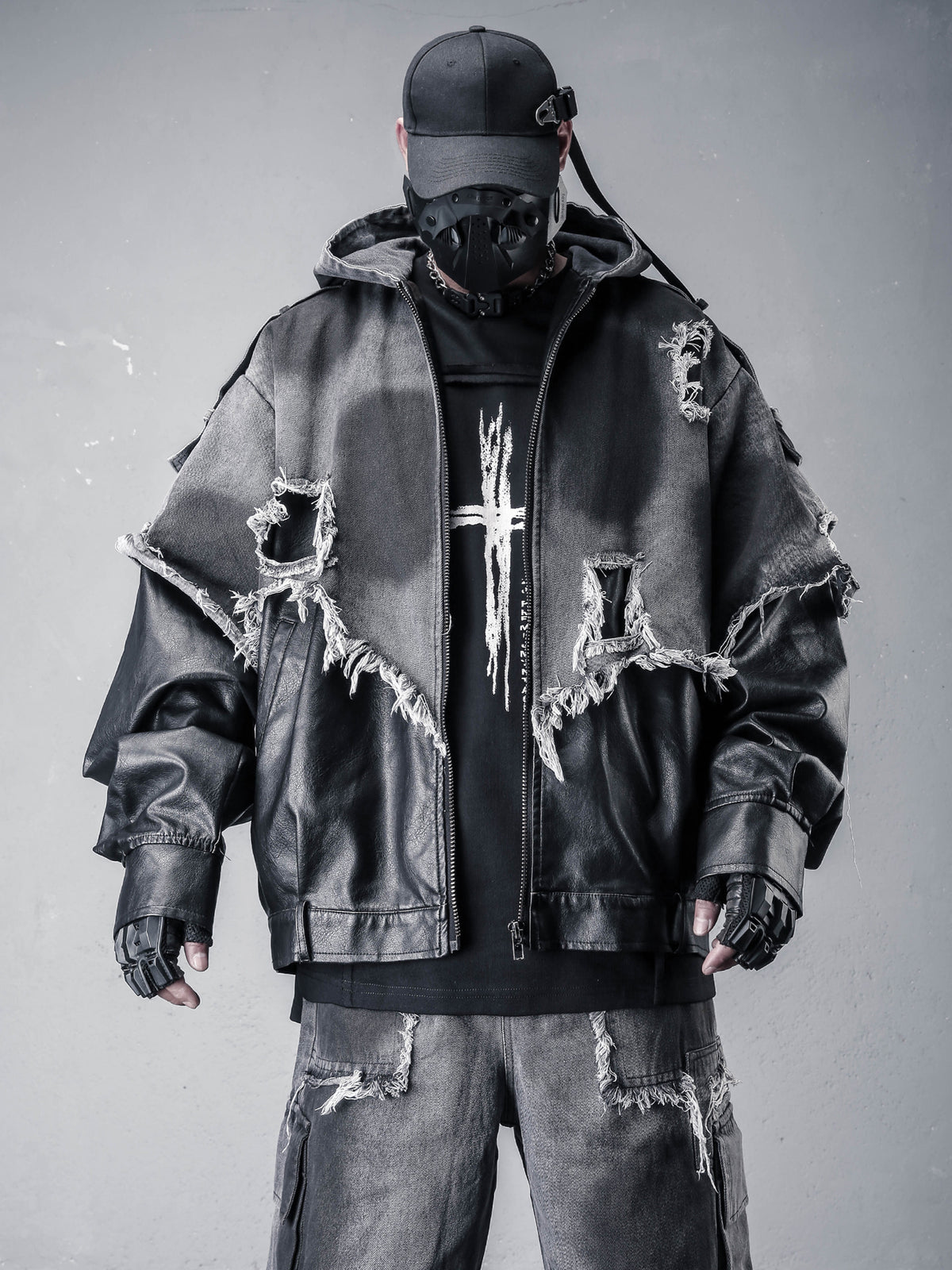 Wasteland Washed Denim Jacket - Distressed Post-Apocalyptic Outerwear