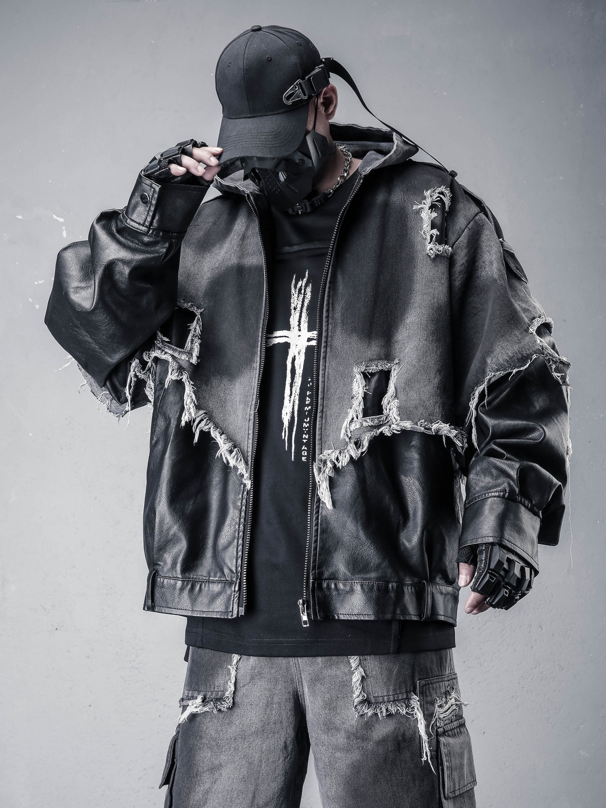 Wasteland Washed Denim Jacket - Distressed Post-Apocalyptic Outerwear
