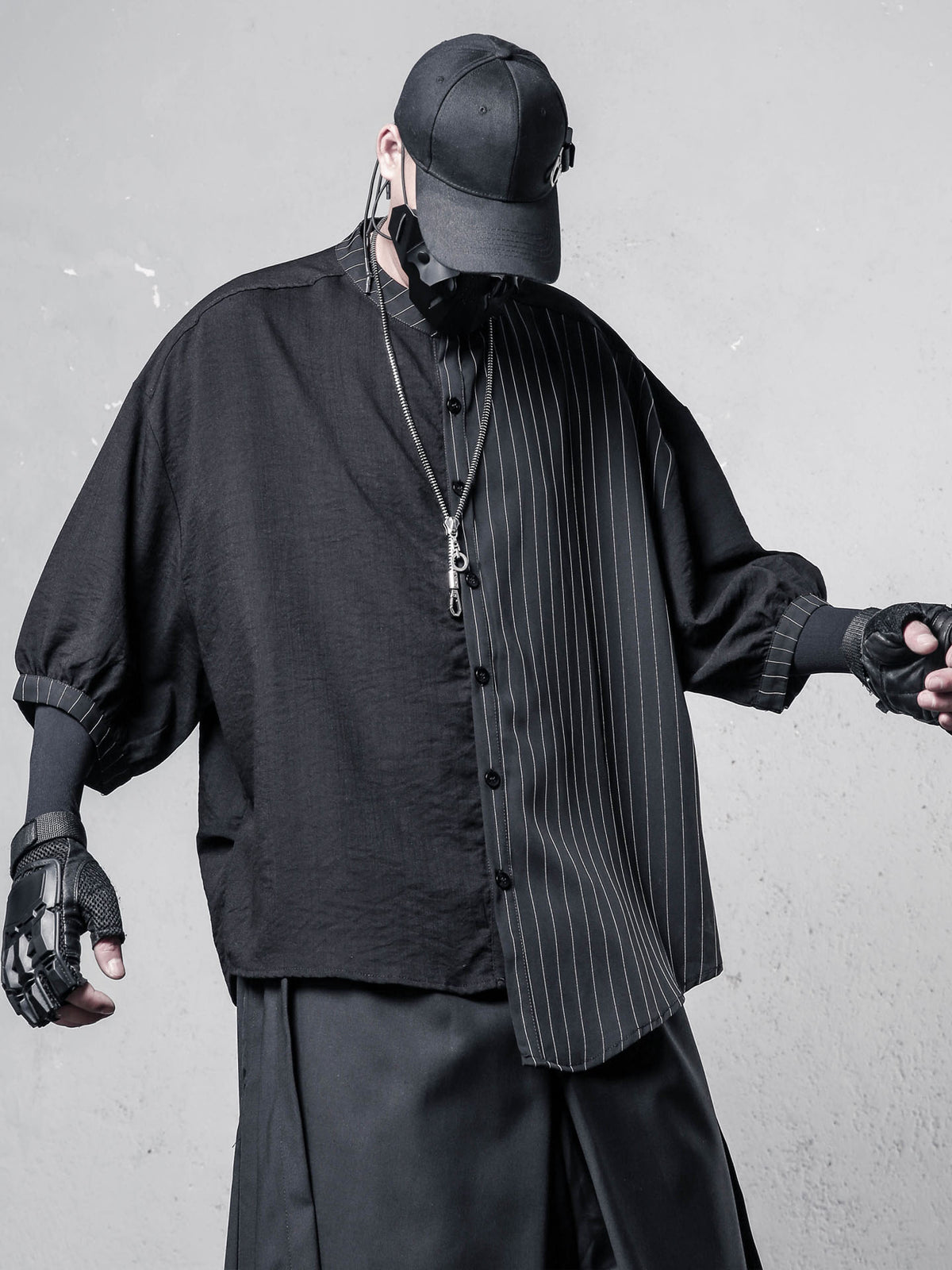 Yamamoto Asymmetric Stripe Short-Sleeve Shirt