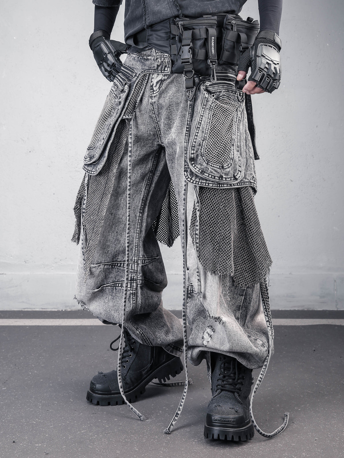 Deconstructed Vintage Wash Distressed Jeans