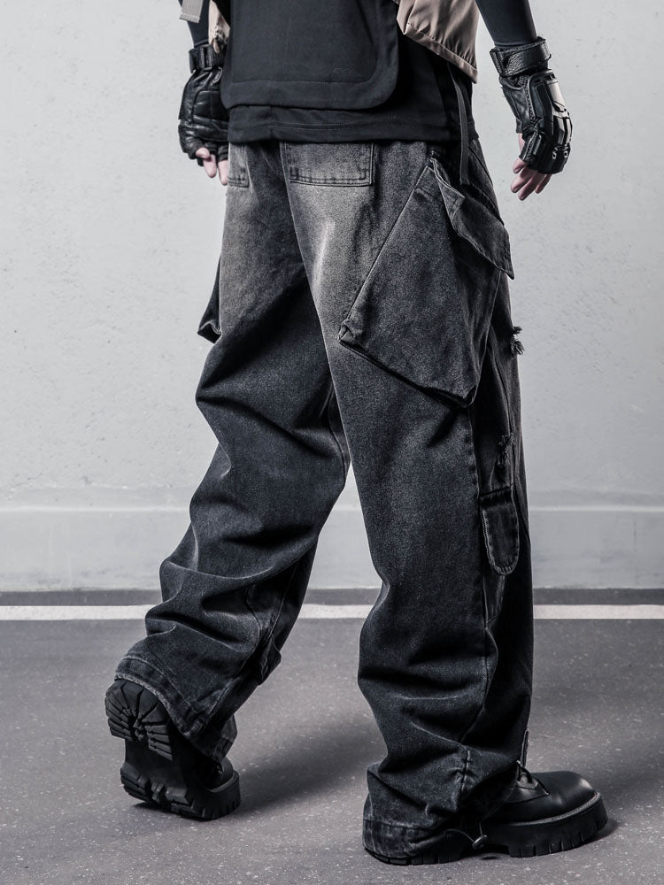 Distressed Cargo Baggy Jeans