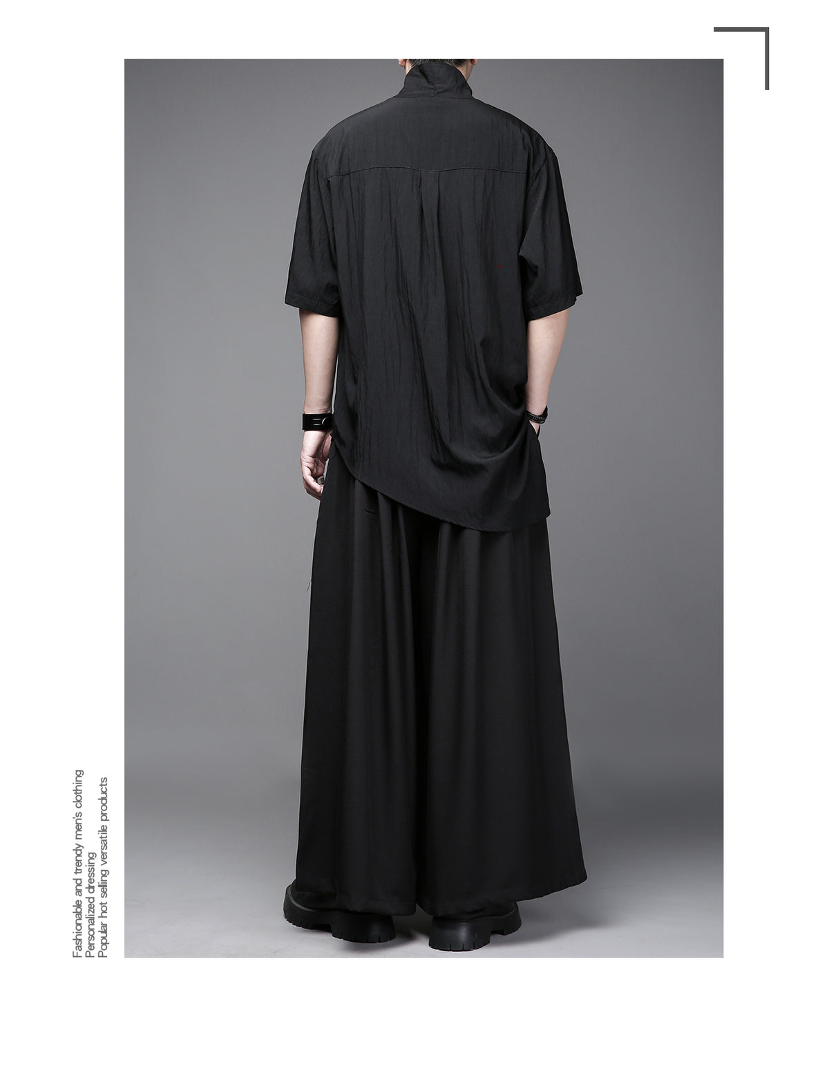 Yamamoto Stand-Collar Pleated Shirt
