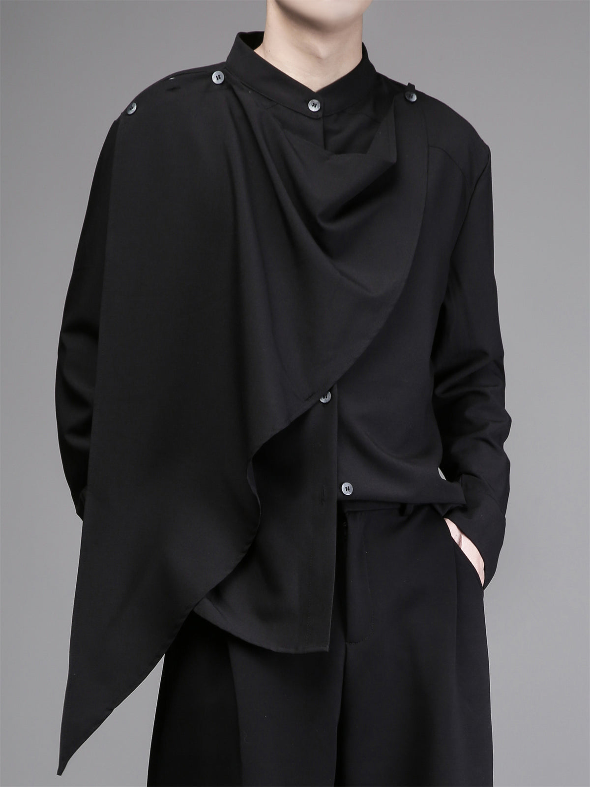 Avant-Garde 3D-Tailored Asymmetric Shirt