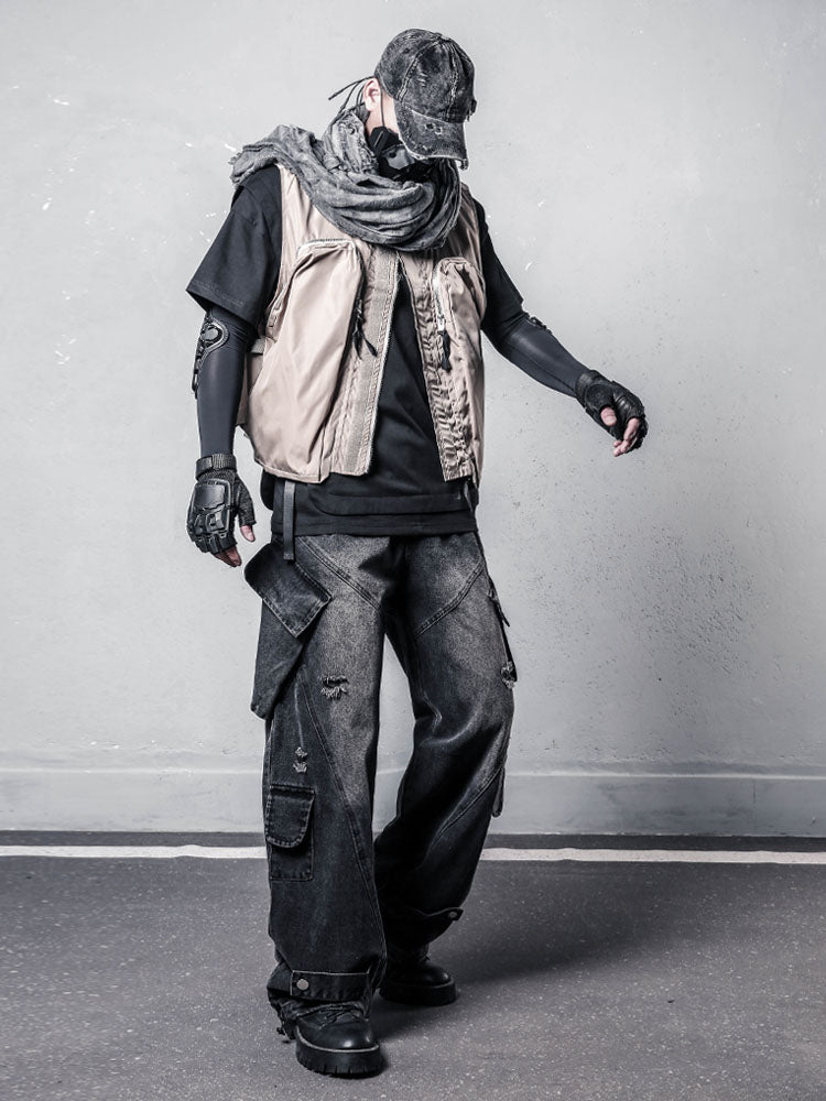 Distressed Cargo Baggy Jeans