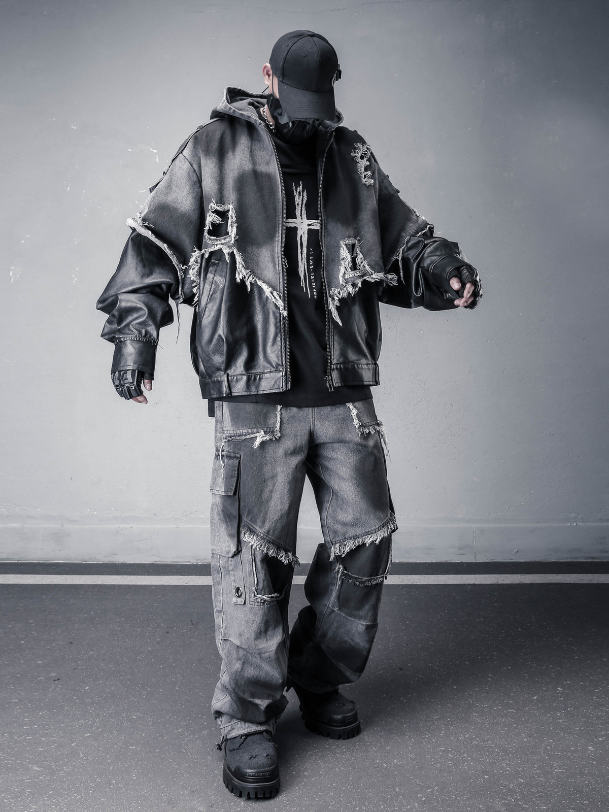 Wasteland Washed Denim Jacket - Distressed Post-Apocalyptic Outerwear