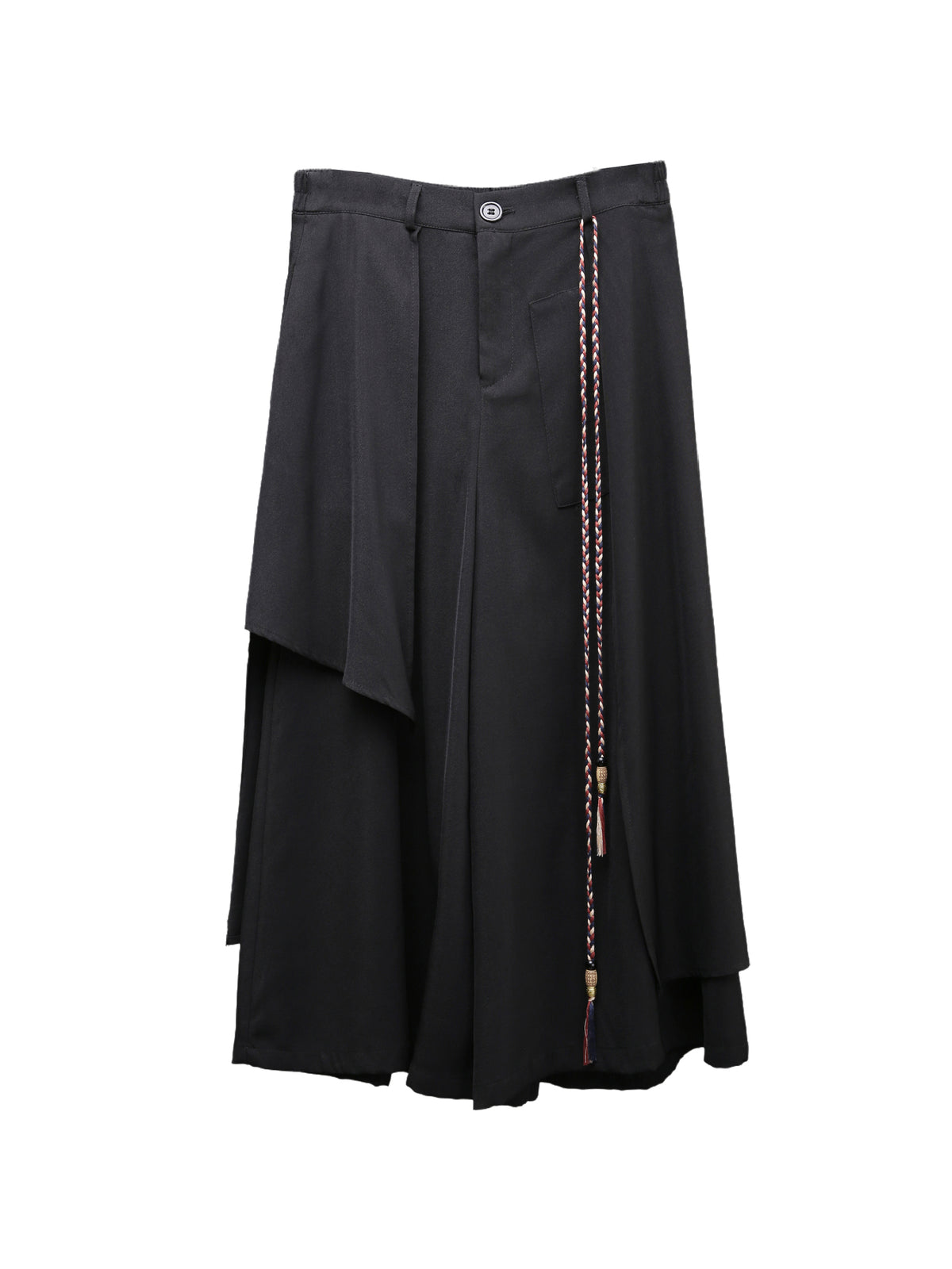 Asymmetric Wide-Leg Cropped Trousers