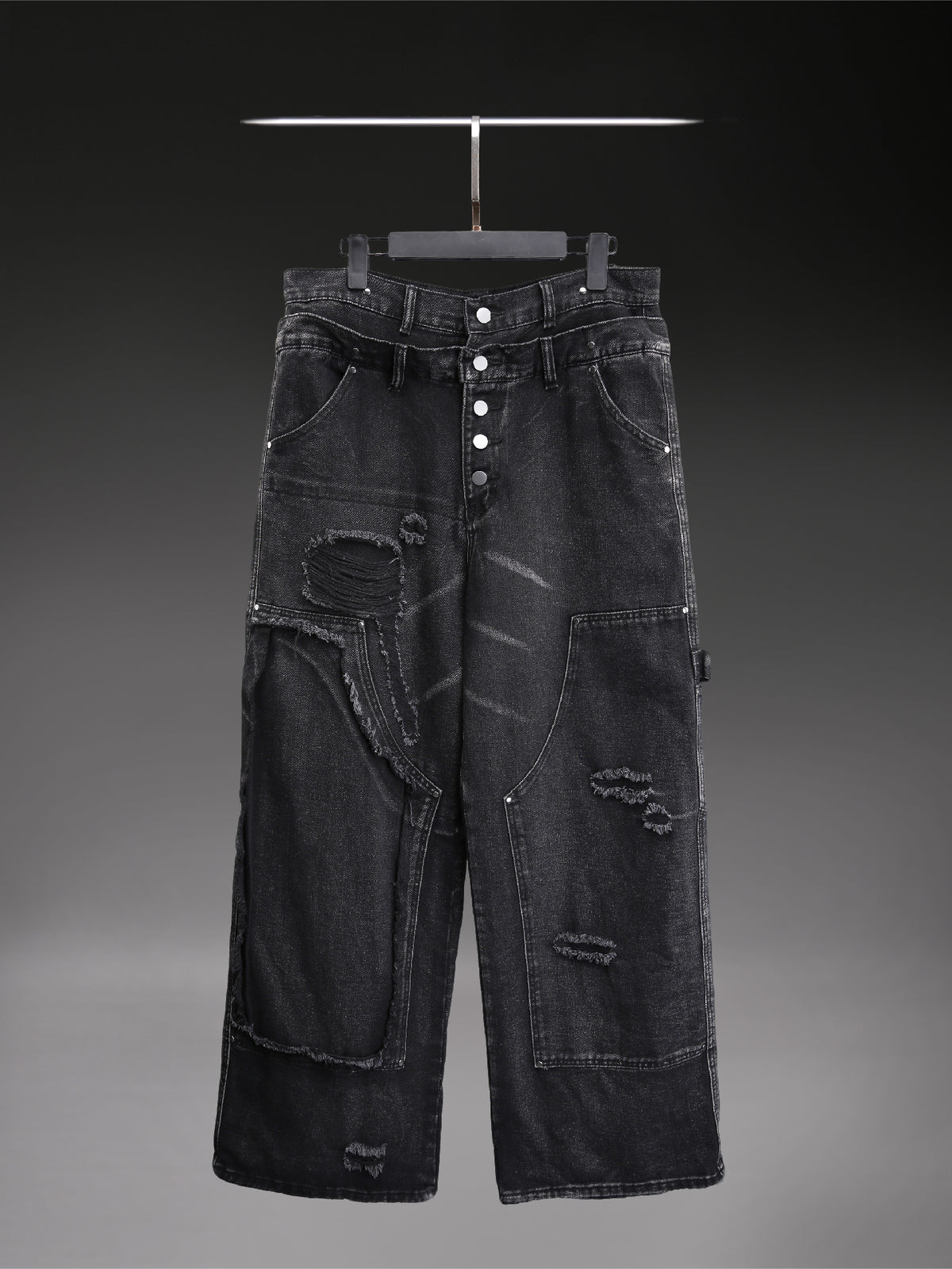Washed Black Wide-Leg Jeans