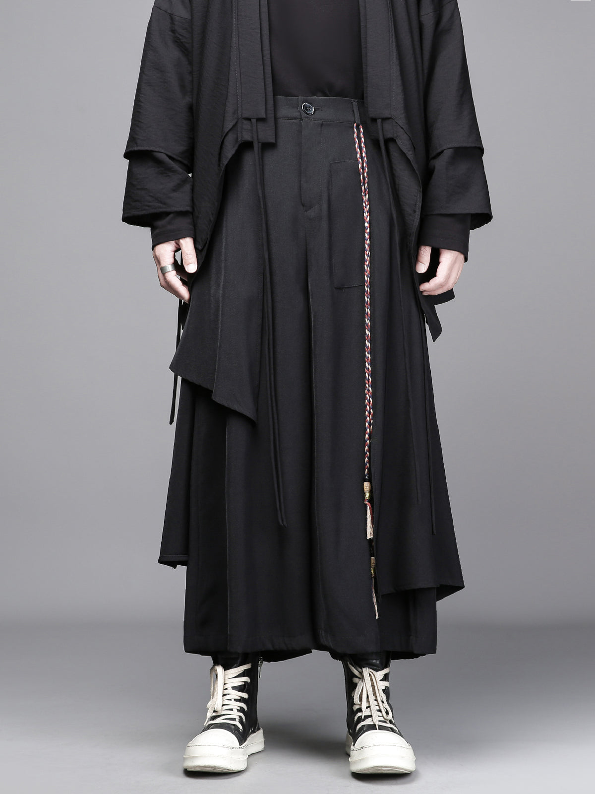 Asymmetric Wide-Leg Cropped Trousers