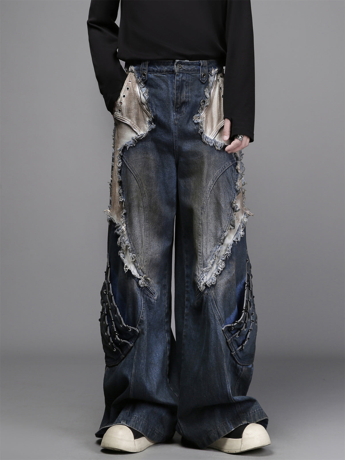 The Deconstructed Studded Fringe Denim