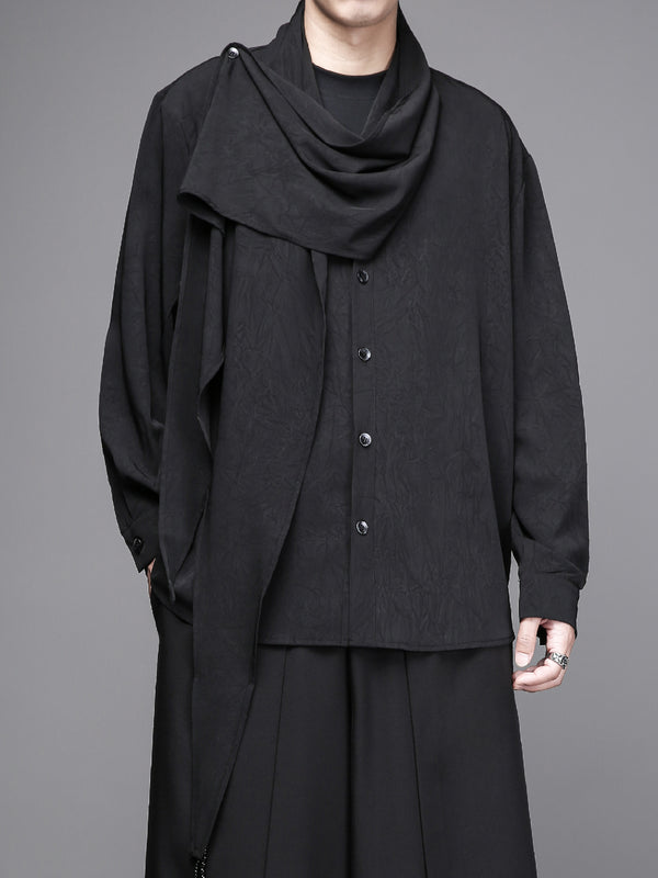 Deconstructed Integrated-Scarf Shirt